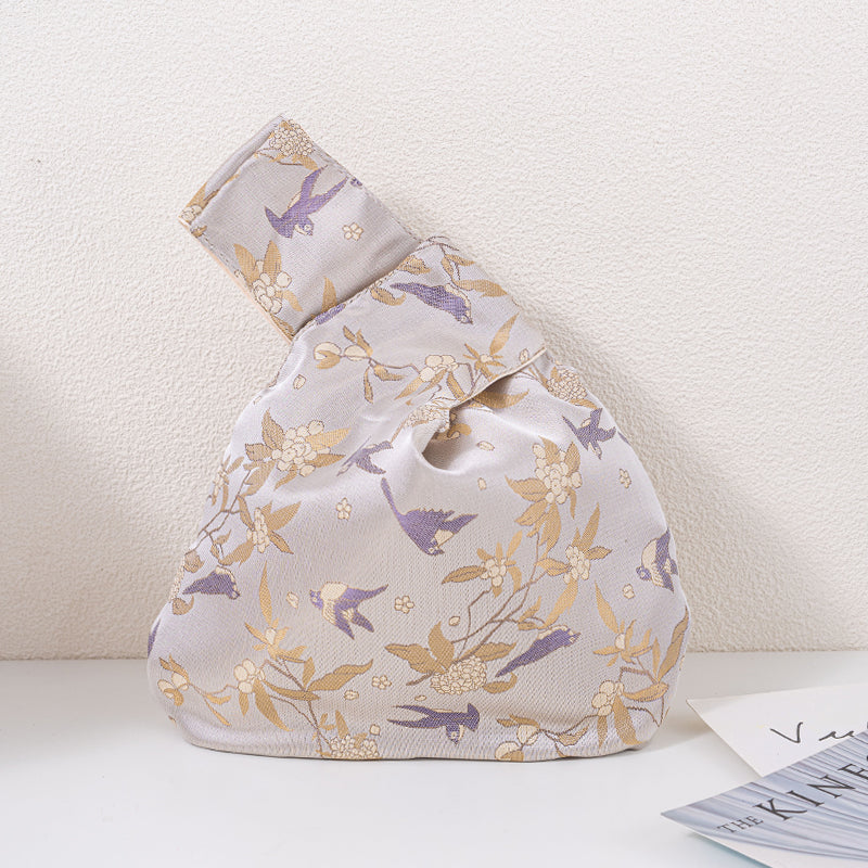Romantic Floral & Bird Wedding Favor Knot Bag