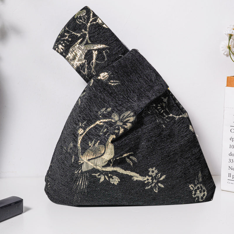 Sophisticated Floral & Bird Wedding Favor Knot Bag