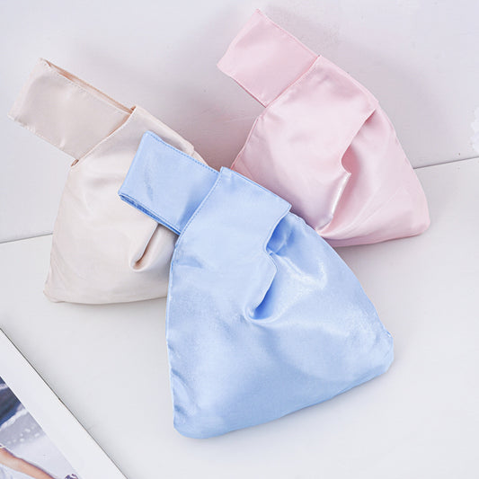 Elegant Solid Color Satin Wedding Favor Knot Bag - main view
