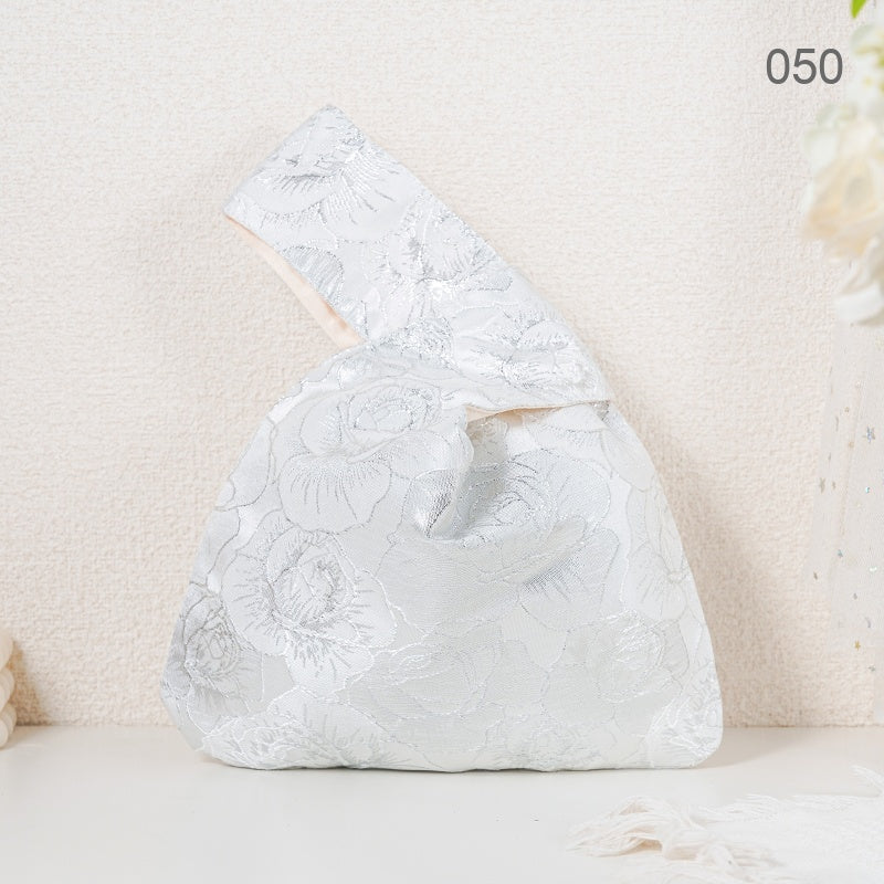 050 Silver Grand Rose Japanese knot wrist bag