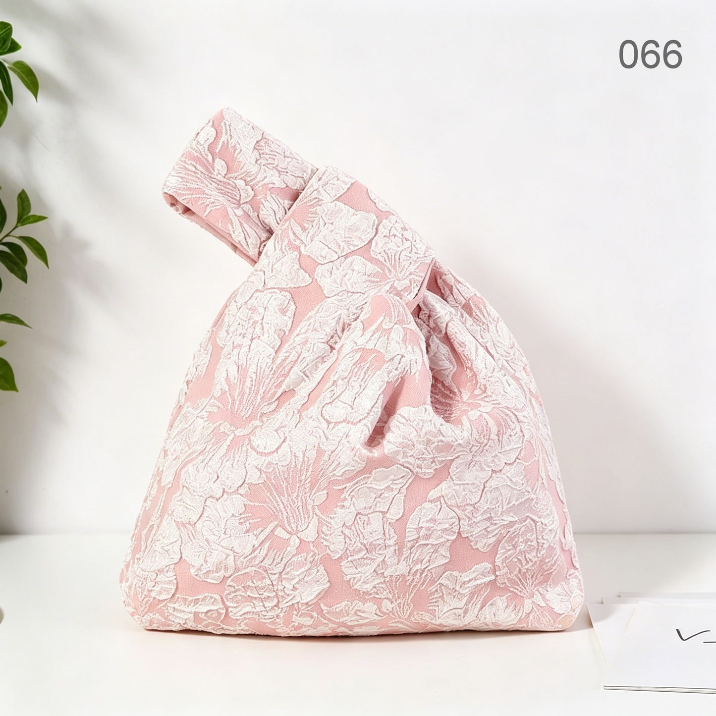 066 Blush Pink Bloom Japanese knot wrist bag