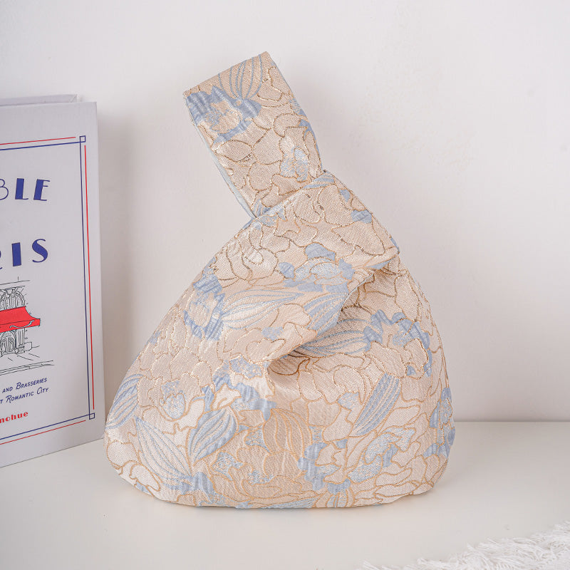 Elegant Floral Brocade Wedding Favor Knot Bag