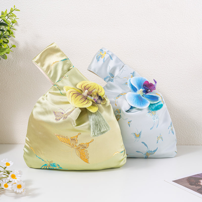 Whimsical Butterfly Brocade Wedding Favor Knot Bag