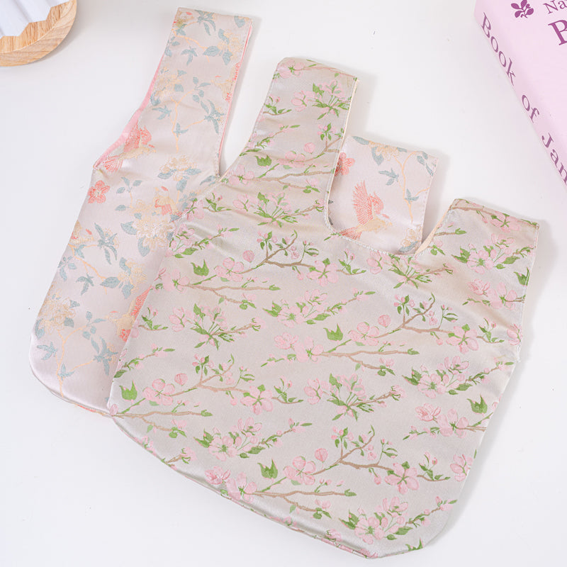 Ethereal Cherry Blossom & Bird-Floral Wedding Favor Knot Bag
