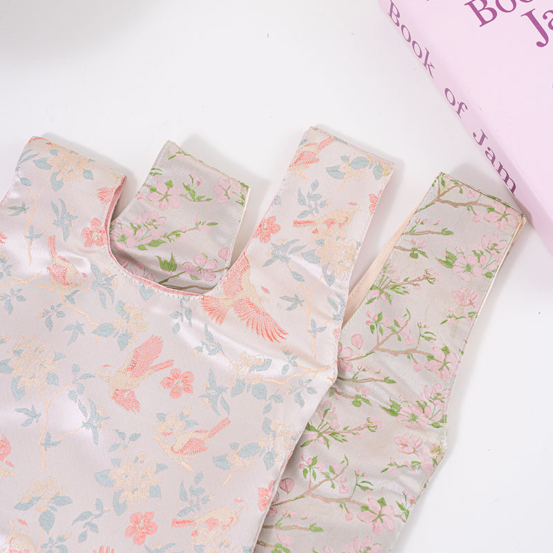 Ethereal Cherry Blossom & Bird-Floral Wedding Favor Knot Bag