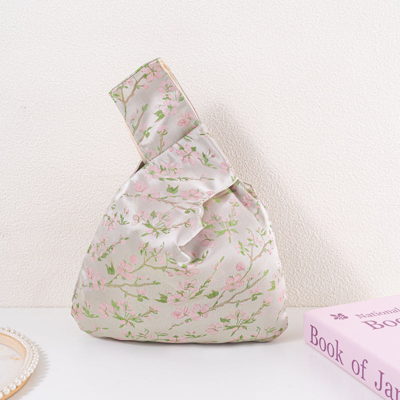 Ethereal Cherry Blossom & Bird-Floral Wedding Favor Knot Bag
