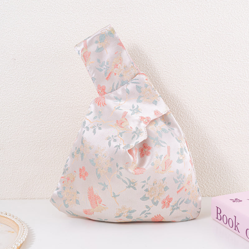 Ethereal Cherry Blossom & Bird-Floral Wedding Favor Knot Bag