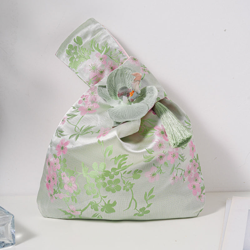 Regal Floral Brocade Wedding Favor Knot Bag