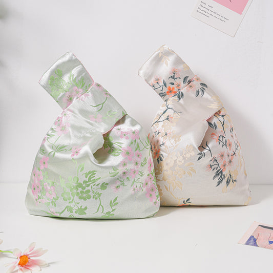 Regal Floral Brocade Wedding Favor Knot Bag