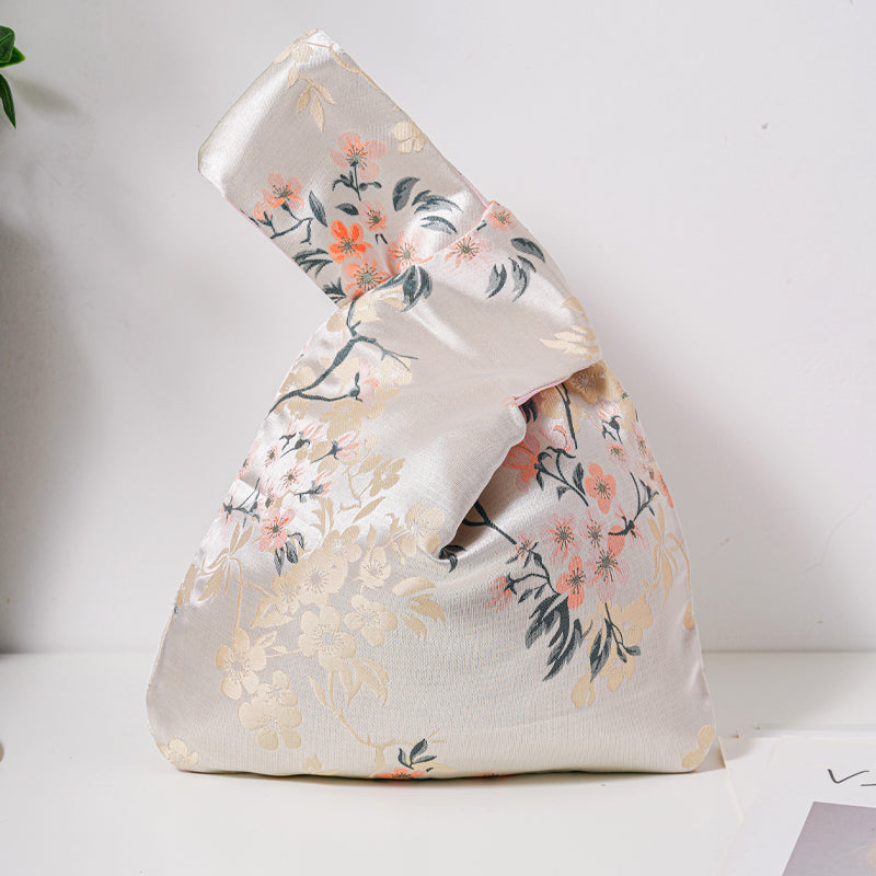 Regal Floral Brocade Wedding Favor Knot Bag
