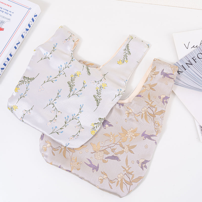 Romantic Floral & Bird Wedding Favor Knot Bag