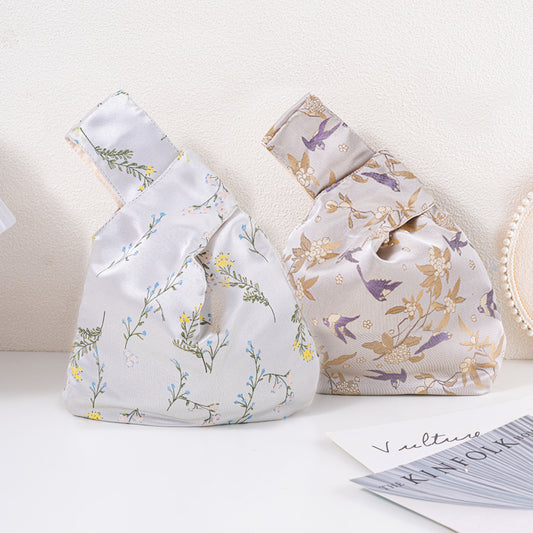 Romantic Floral & Bird Wedding Favor Knot Bag