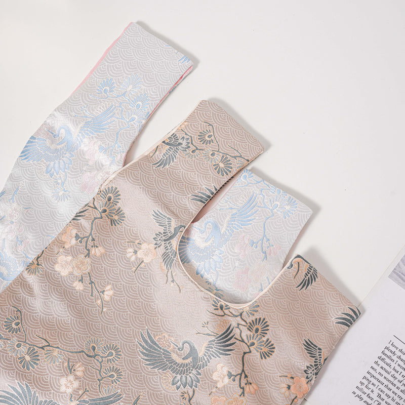 Elegant Crane Brocade Wedding Favor Knot Bag