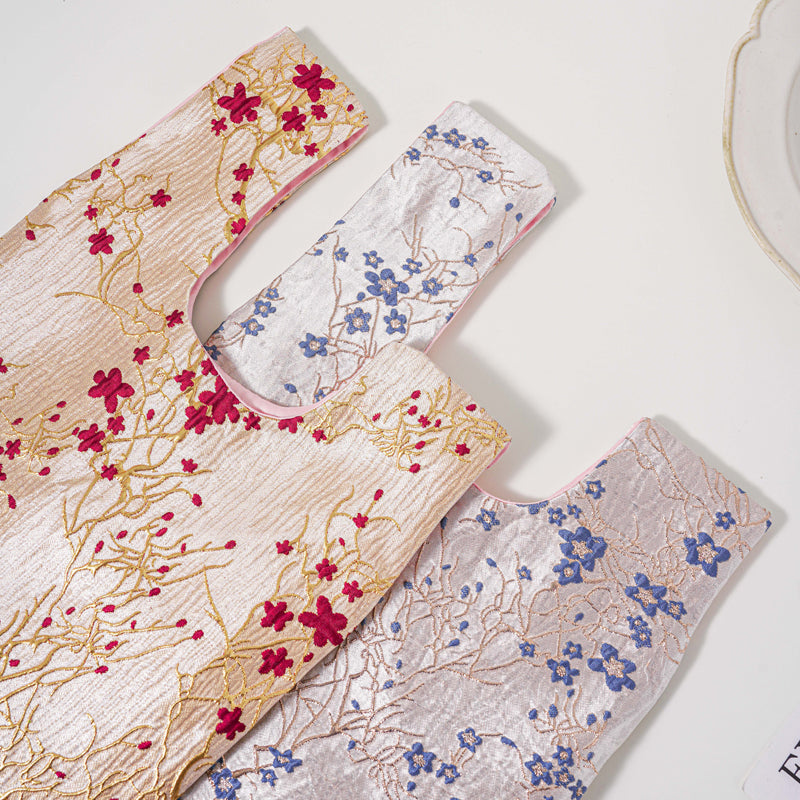 Graceful Plum Blossom Brocade Wedding Favor Knot Bag