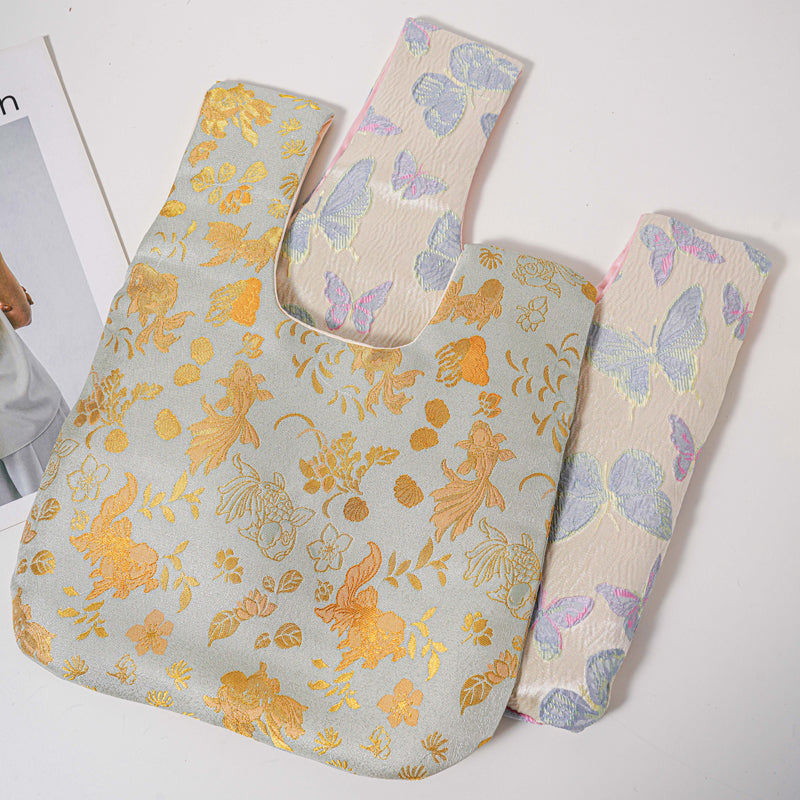 Dreamy Floral & Butterfly Brocade Wedding Favor Knot Bag