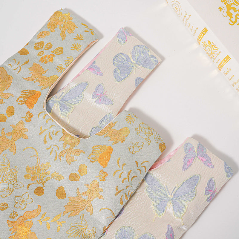 Dreamy Floral & Butterfly Brocade Wedding Favor Knot Bag