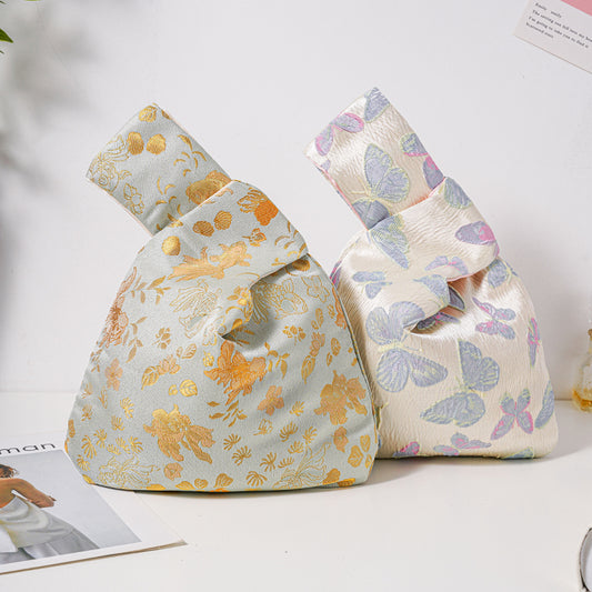 Dreamy Floral & Butterfly Brocade Wedding Favor Knot Bag
