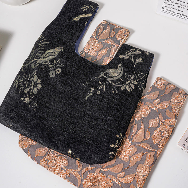 Sophisticated Floral & Bird Wedding Favor Knot Bag