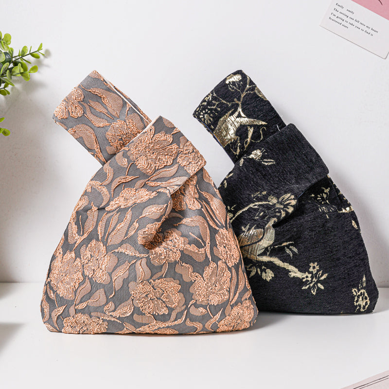 Sophisticated Floral & Bird Wedding Favor Knot Bag