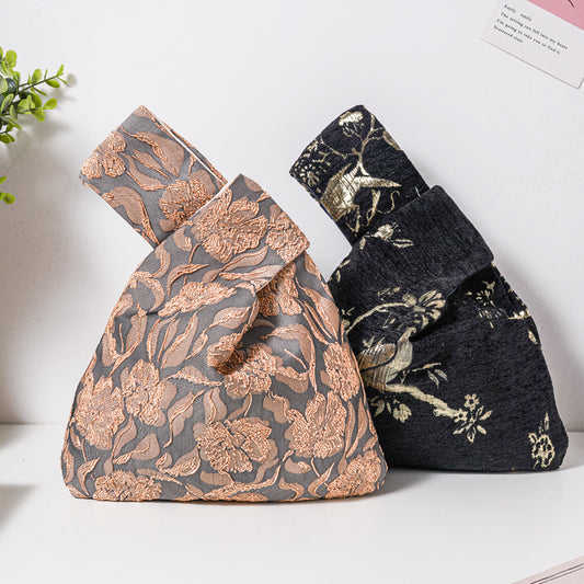 Sophisticated Floral & Bird Wedding Favor Knot Bag