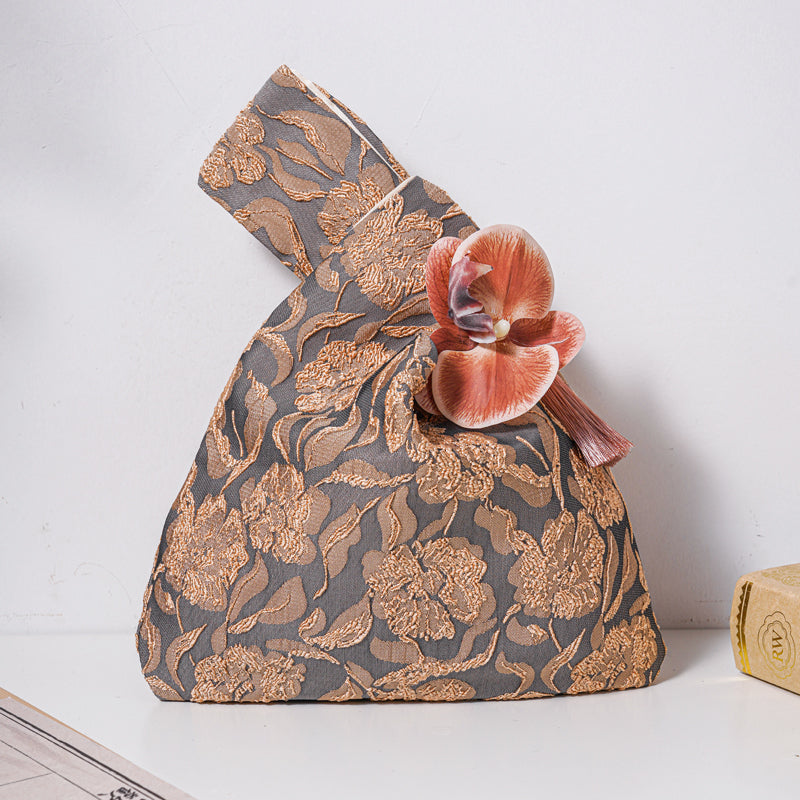 Sophisticated Floral & Bird Wedding Favor Knot Bag