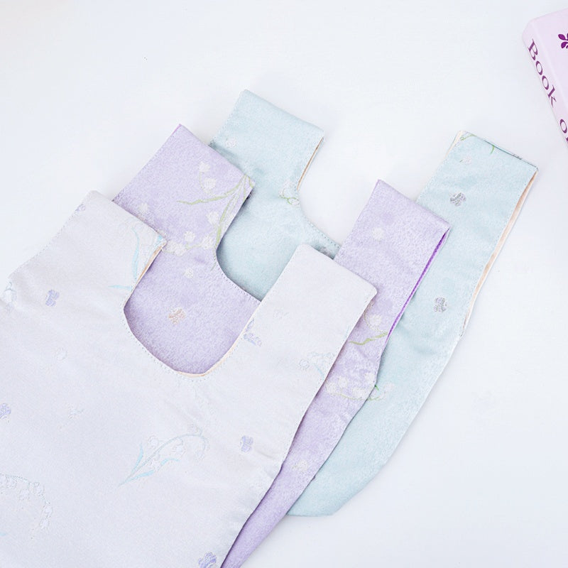 Ethereal Lily of the Valley Wedding Favor Knot Bag - flatlay view
