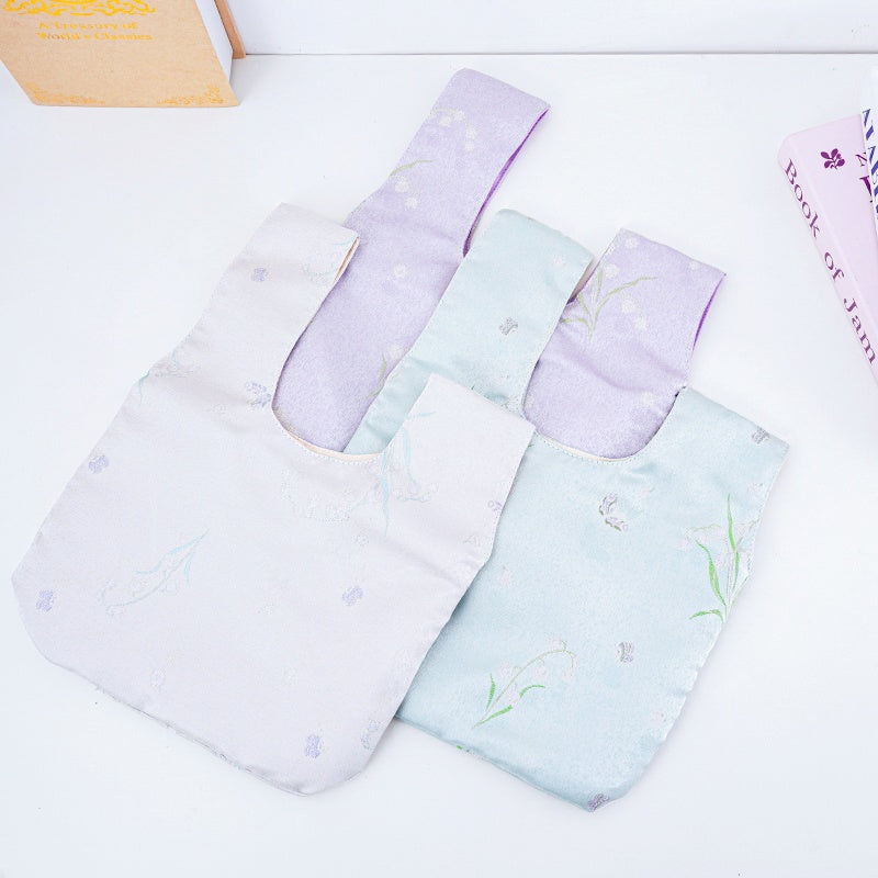 Ethereal Lily of the Valley Wedding Favor Knot Bag - flatlay view