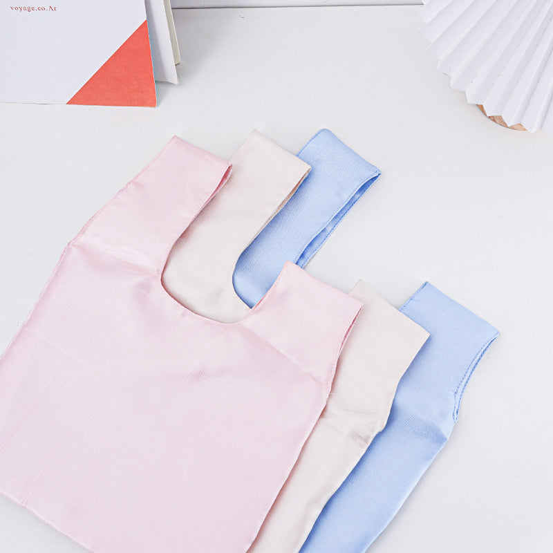 Elegant Solid Color Satin Wedding Favor Knot Bag - flatlay view