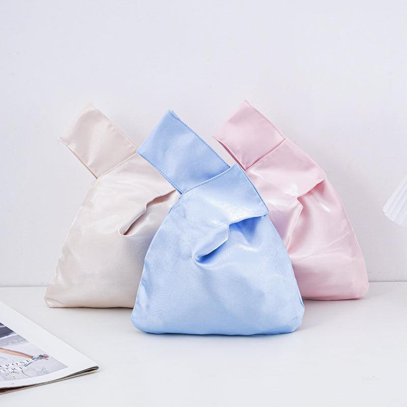 Elegant Solid Color Satin Wedding Favor Knot Bag - Blush Pink