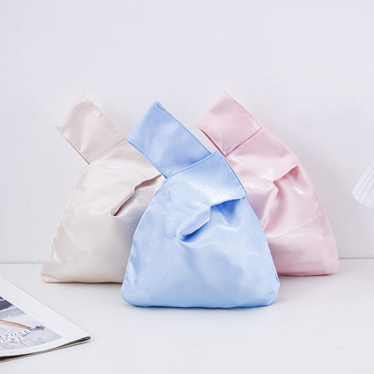 Elegant Solid Color Satin Wedding Favor Knot Bag - Blush Pink