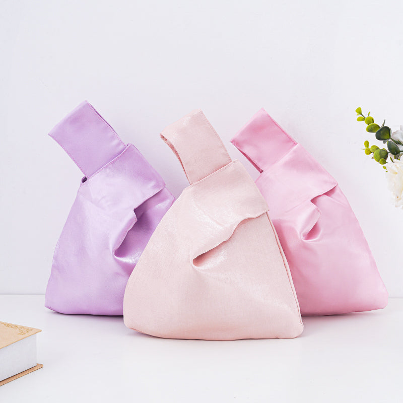 Elegant Solid Color Satin Wedding Favor Knot Bag - main view
