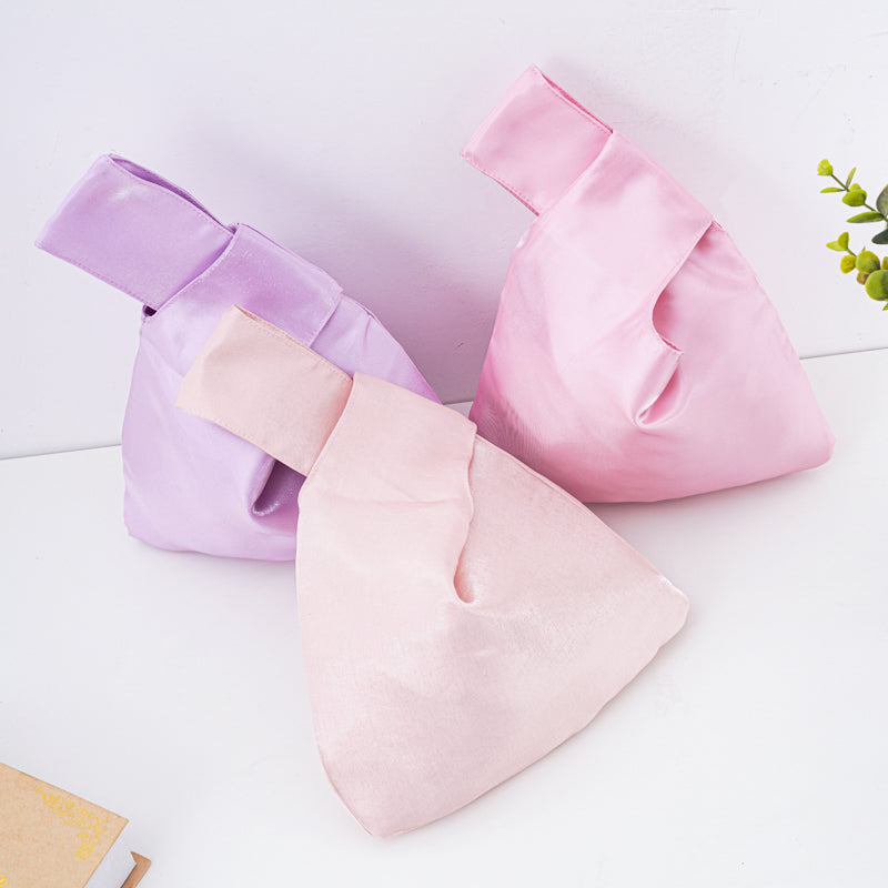 Elegant Solid Color Satin Wedding Favor Knot Bag - main view