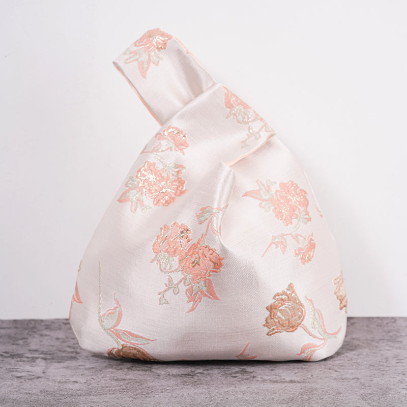 Luxurious Silver Phalaenopsis Brocade Wedding Favor Knot Bag