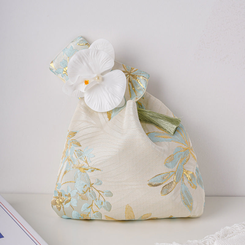 Wedding Knot Bag, Wrist Bag, Embroidered Tote Bag,Bridesmaid Bag