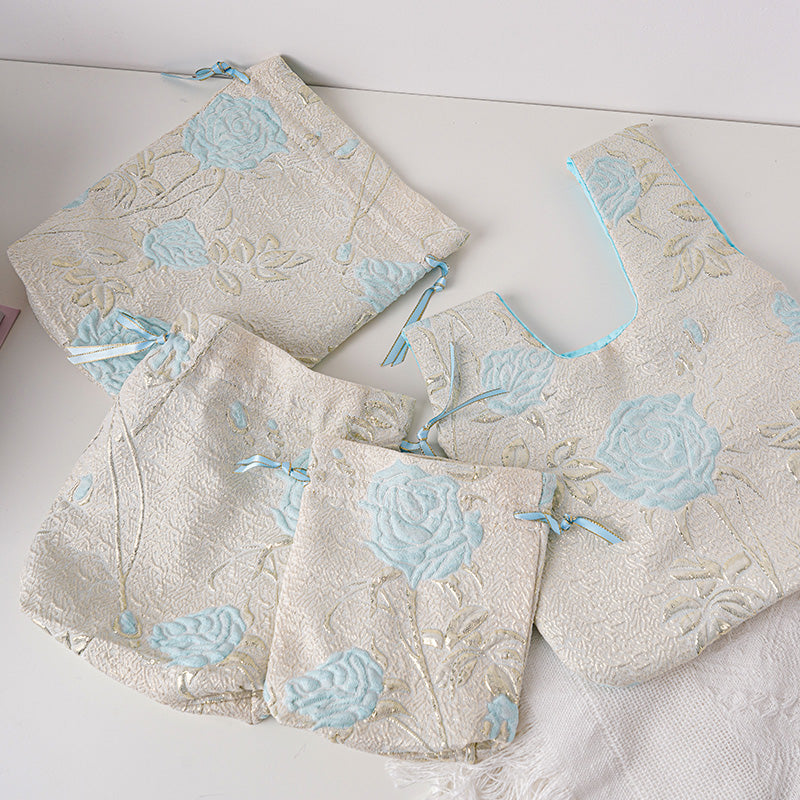Japanese Knot Bag,Wrist Bag, Embroidered Tote Bag,Wedding Gift Tote,Bridesmaid Bag