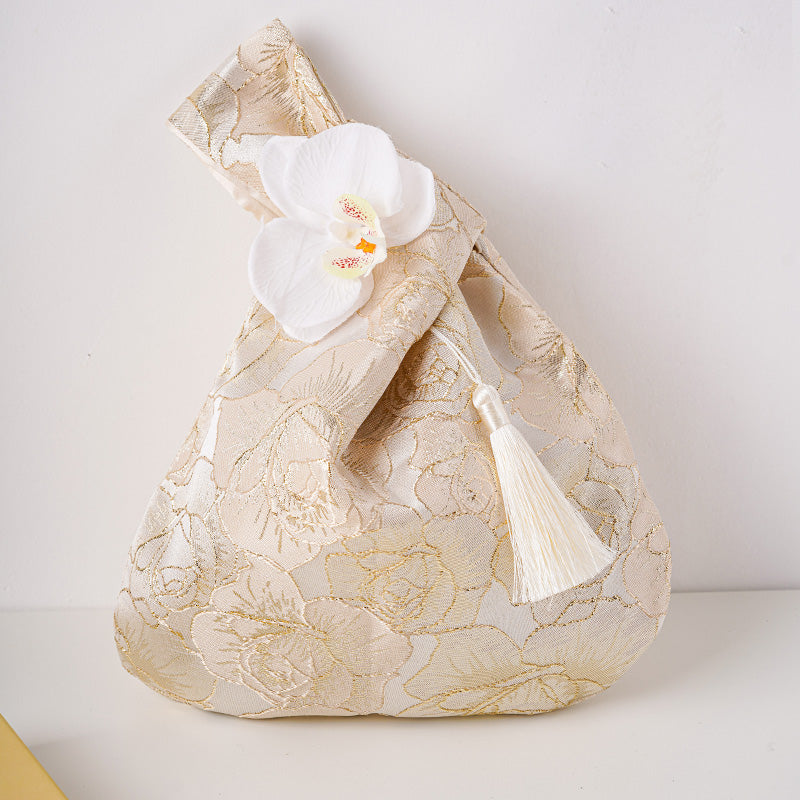 Wedding Gift Tote,Bridesmaid Bag,Japanese Knot Bag,Wrist Bag,Change Purse