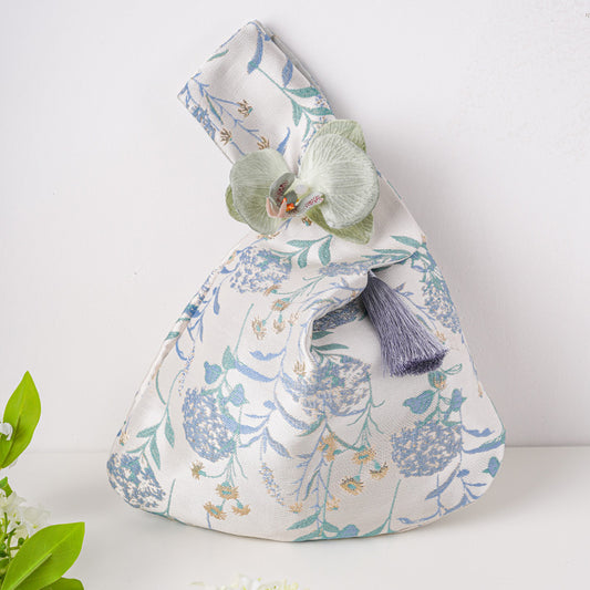 Japanese Knot Bag,Wrist Bag, Embroidered Tote Bag,Wedding Gift Tote
