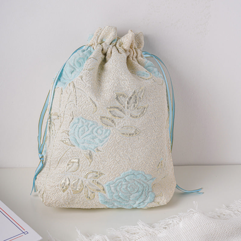 Japanese Knot Bag,Wrist Bag, Embroidered Tote Bag,Wedding Gift Tote,Bridesmaid Bag
