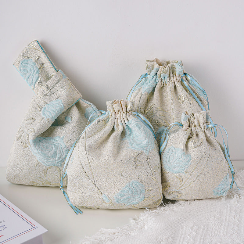 Japanese Knot Bag,Wrist Bag, Embroidered Tote Bag,Wedding Gift Tote,Bridesmaid Bag