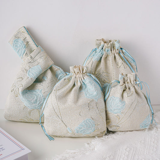 Japanese Knot Bag,Wrist Bag, Embroidered Tote Bag,Wedding Gift Tote,Bridesmaid Bag