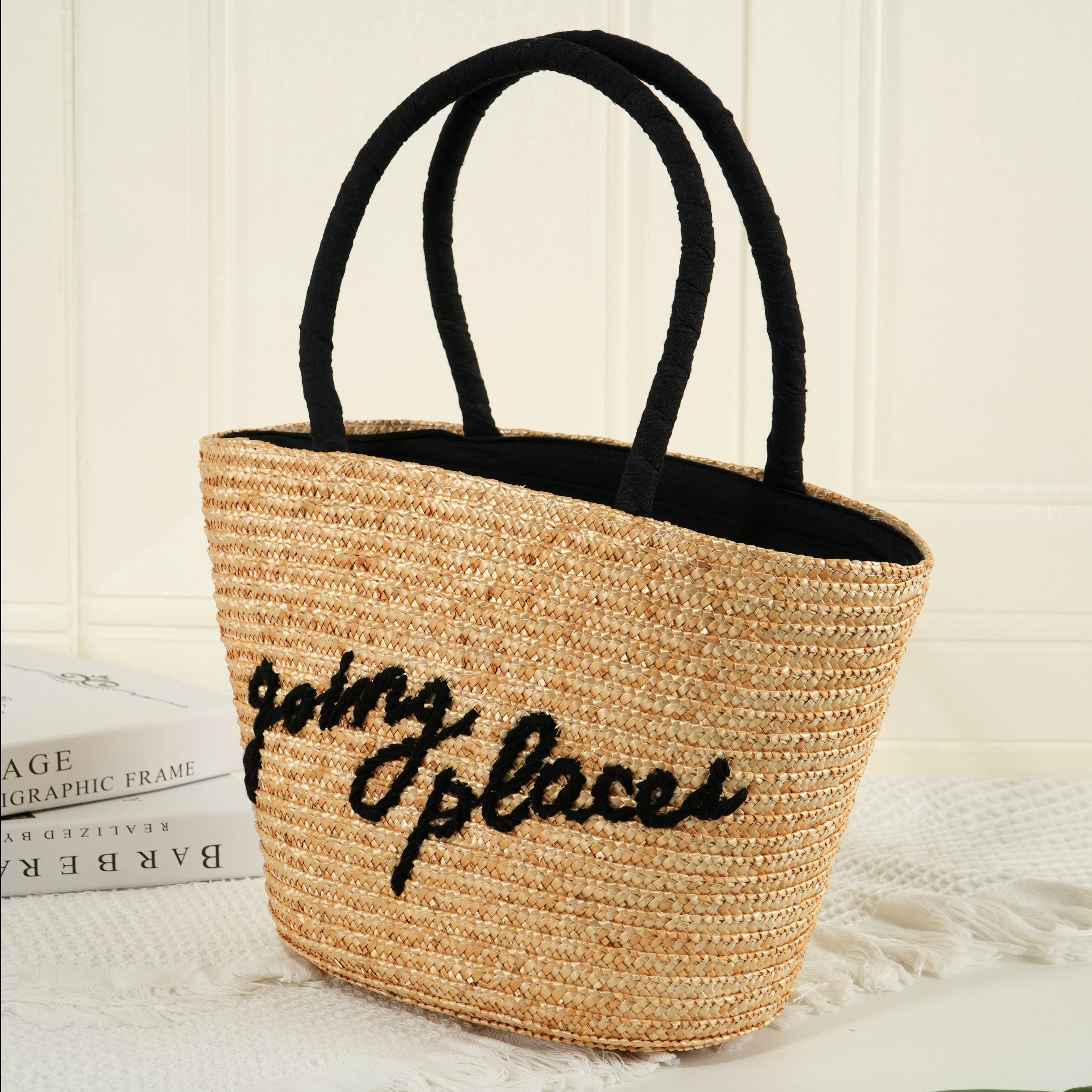 Straw Woven Bag, Handmade Tote Bag,Wicker Basket Bag