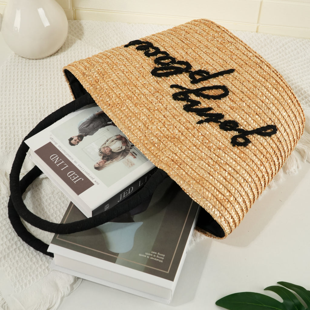 Straw Woven Bag, Handmade Tote Bag,Wicker Basket Bag
