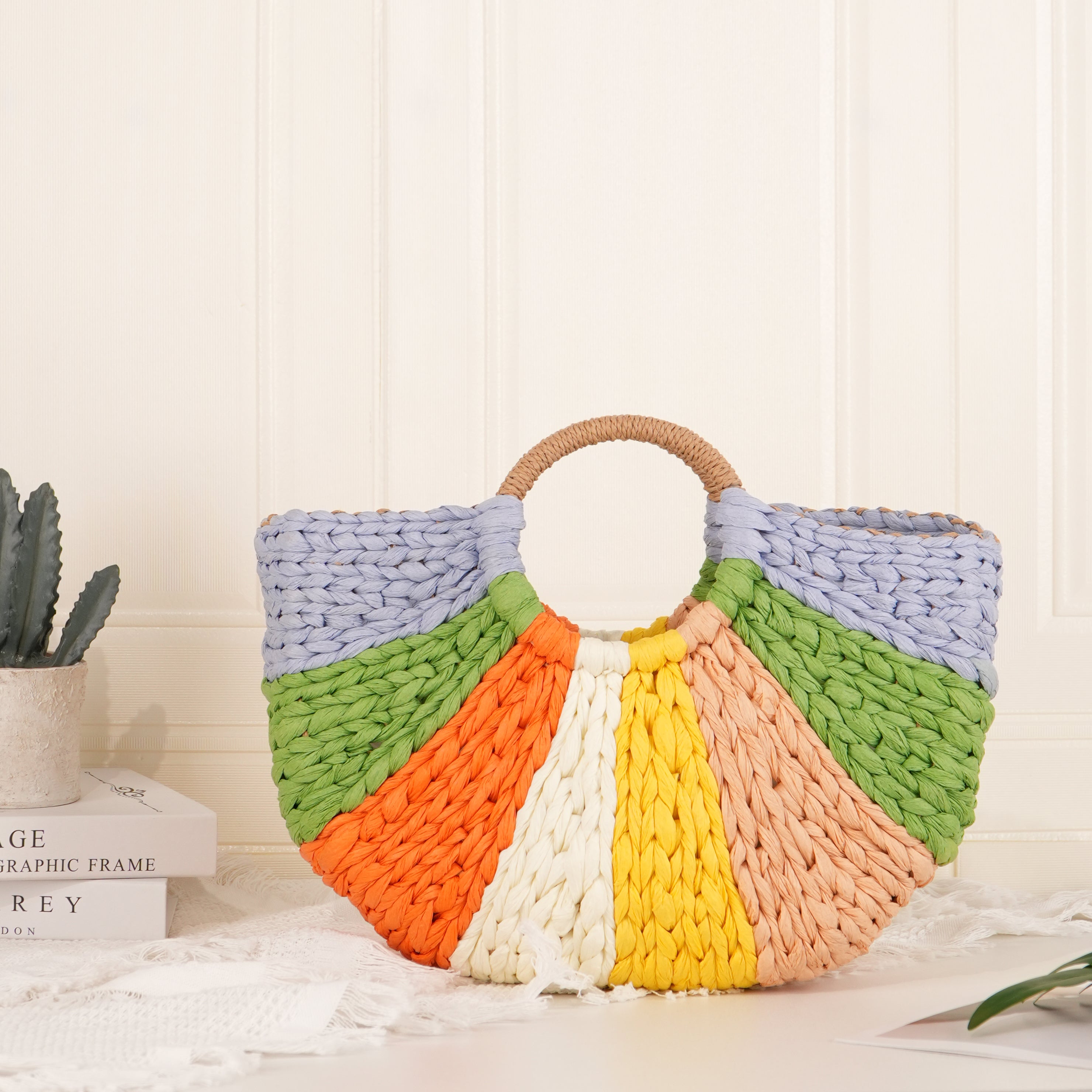 Straw Woven Bag, Handmade Tote Bag,Wicker Basket Bag