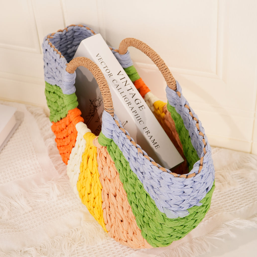 Straw Woven Bag, Handmade Tote Bag,Wicker Basket Bag