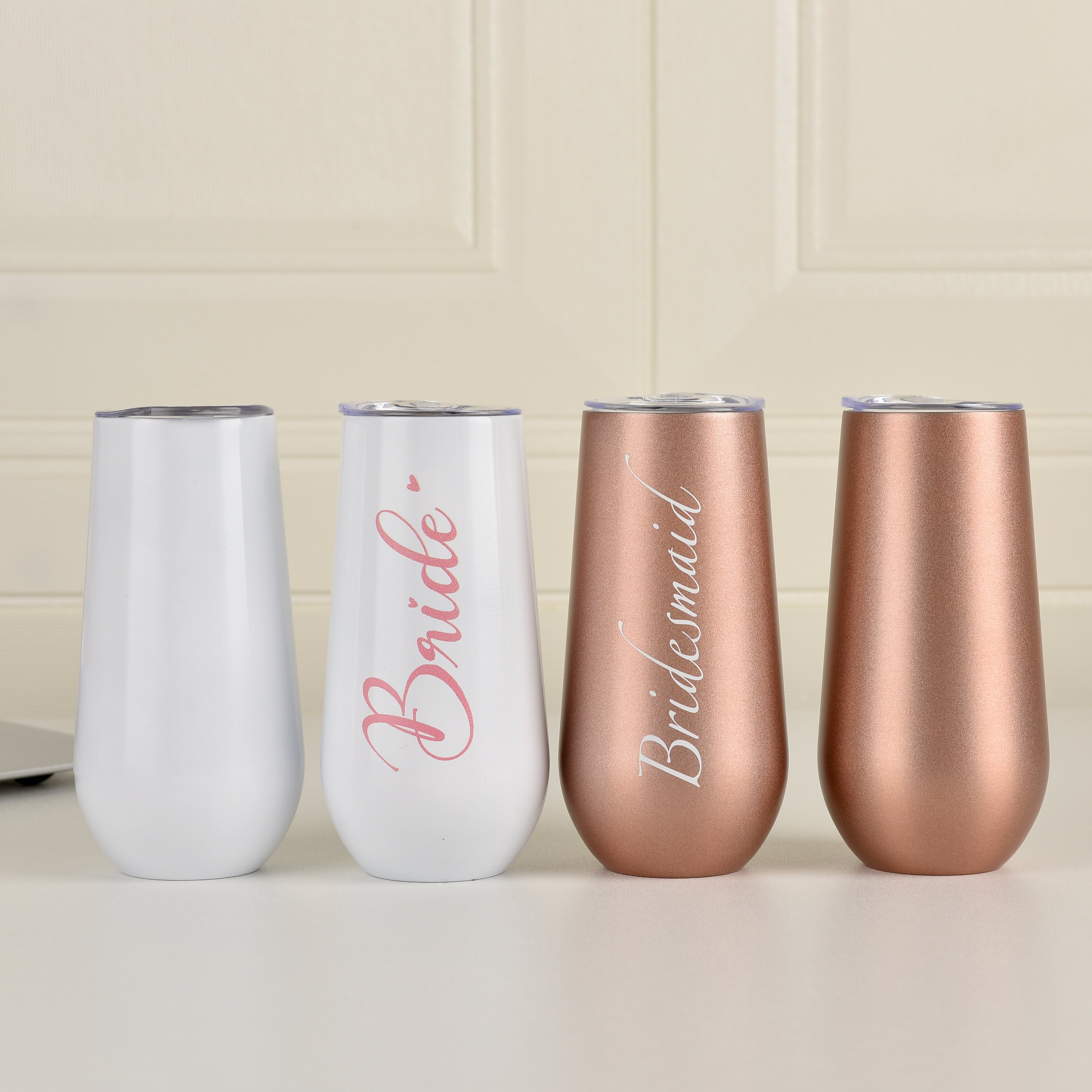 Wedding Cups,Bridesmaid gifts,6 oz Metal Skinny Tumblers