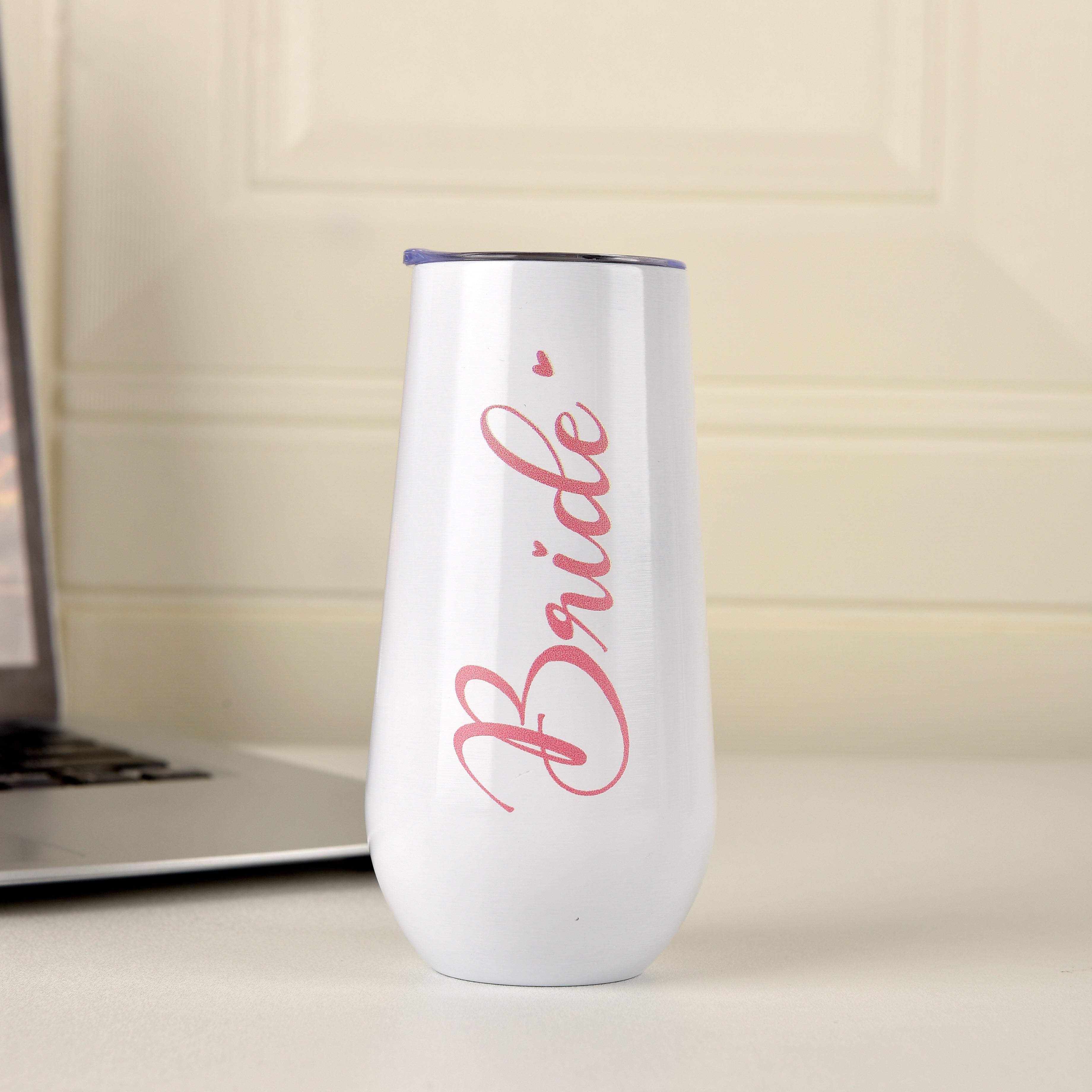 Wedding Cups,Bridesmaid gifts,6 oz Metal Skinny Tumblers