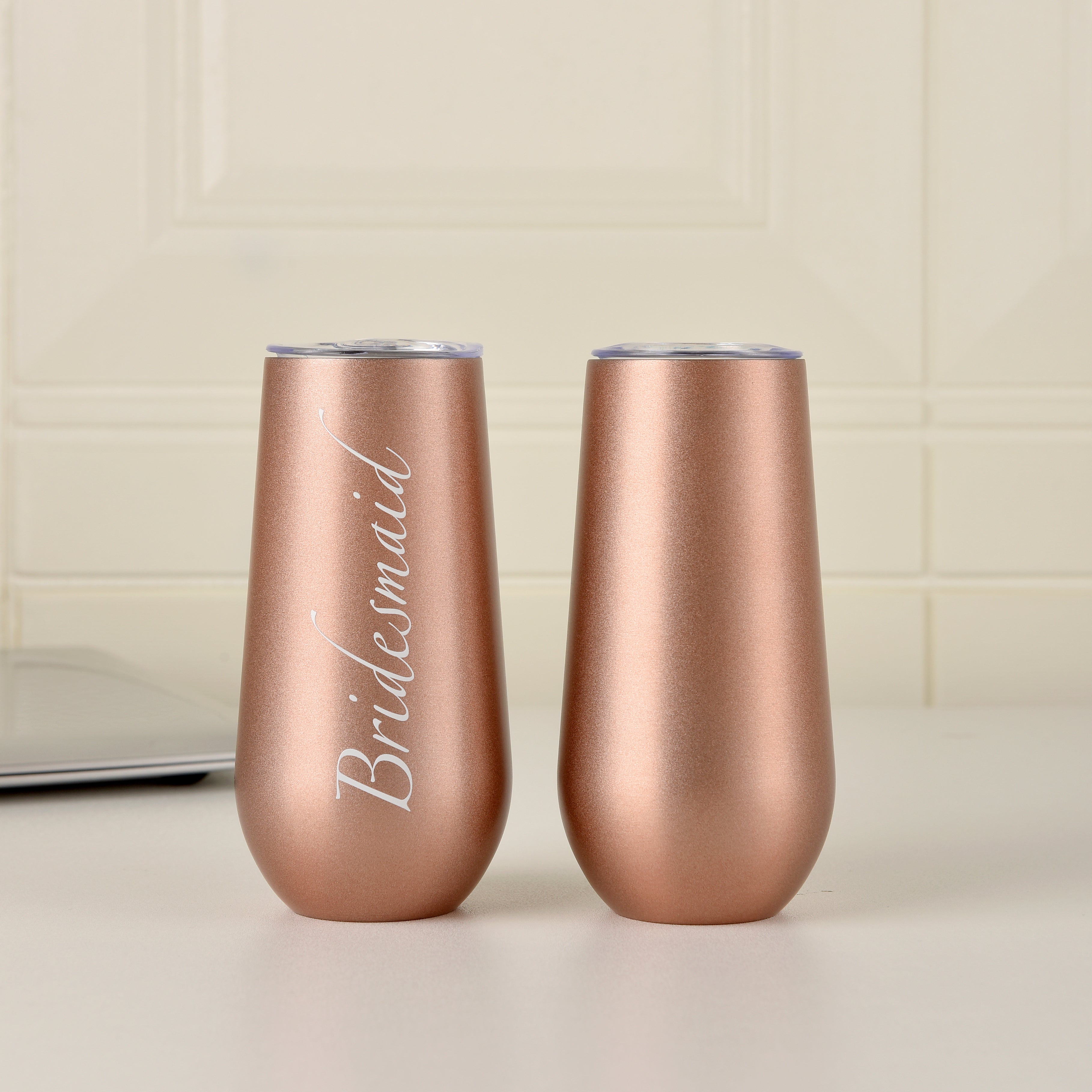 Wedding Cups,Bridesmaid gifts,6 oz Metal Skinny Tumblers