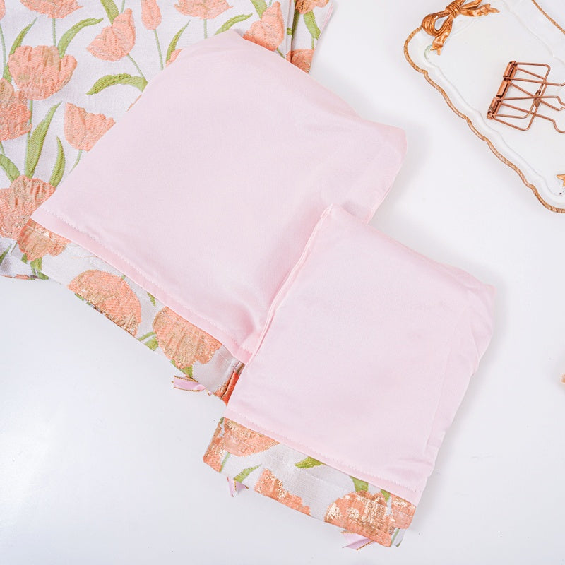 Tulip Brocade Drawstring Favor Bags, Embroidered Satin Evening Wedding Bridesmaid Gift Pouch - 4