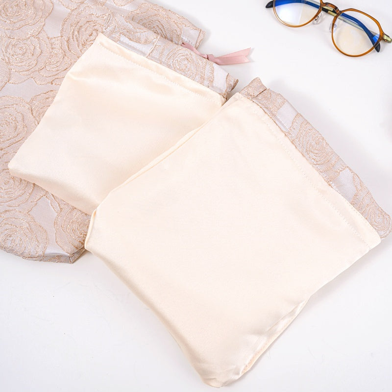 Golden Rose Brocade Drawstring Favor Bags, Embroidered Satin Evening Wedding Bridesmaid Gift Pouch - 4