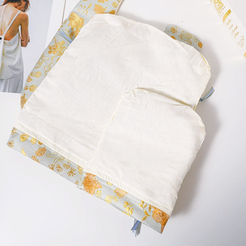 Golden Goldfish Brocade Drawstring Favor Bags, Embroidered Satin Evening Wedding Bridesmaid Gift Pouch - 4